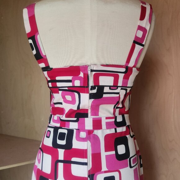 Handmade Colourful Abstract Pattern Strap Midi Dress - Picture 3 of 6